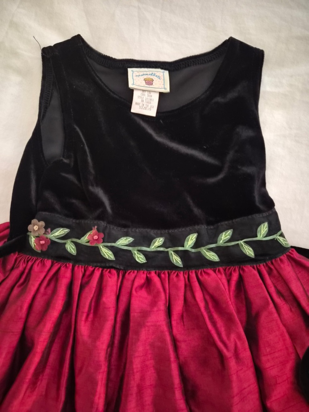 marmellata Black Velvet and Red Floral Holiday Dress
